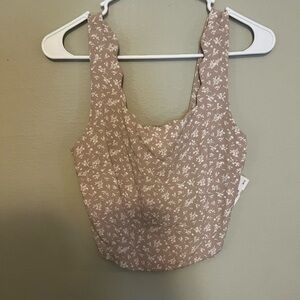 Monteau Brown Floral Crop Top